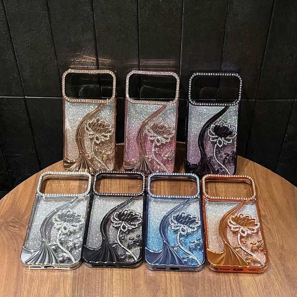 Glitter Diamond Floral Vine Electroplated Protective Case for iPhone 17 Pro Max