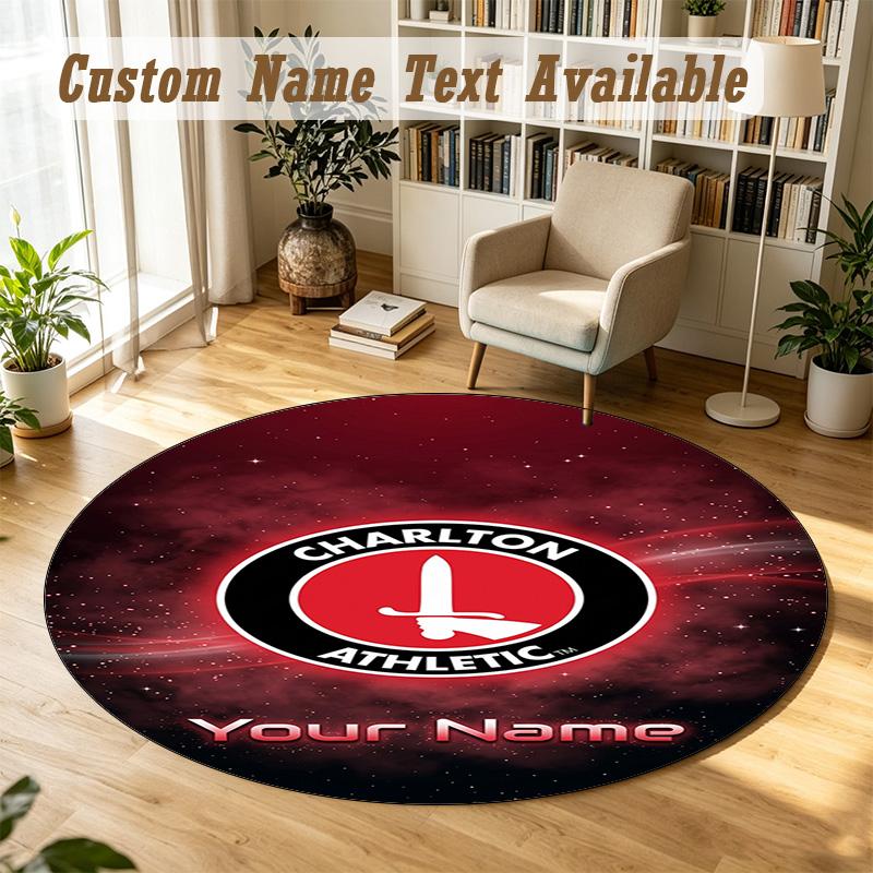 Round Rug Custom NameCharlton Athletic Pattern Non Slip Carpet Home Floor Decor