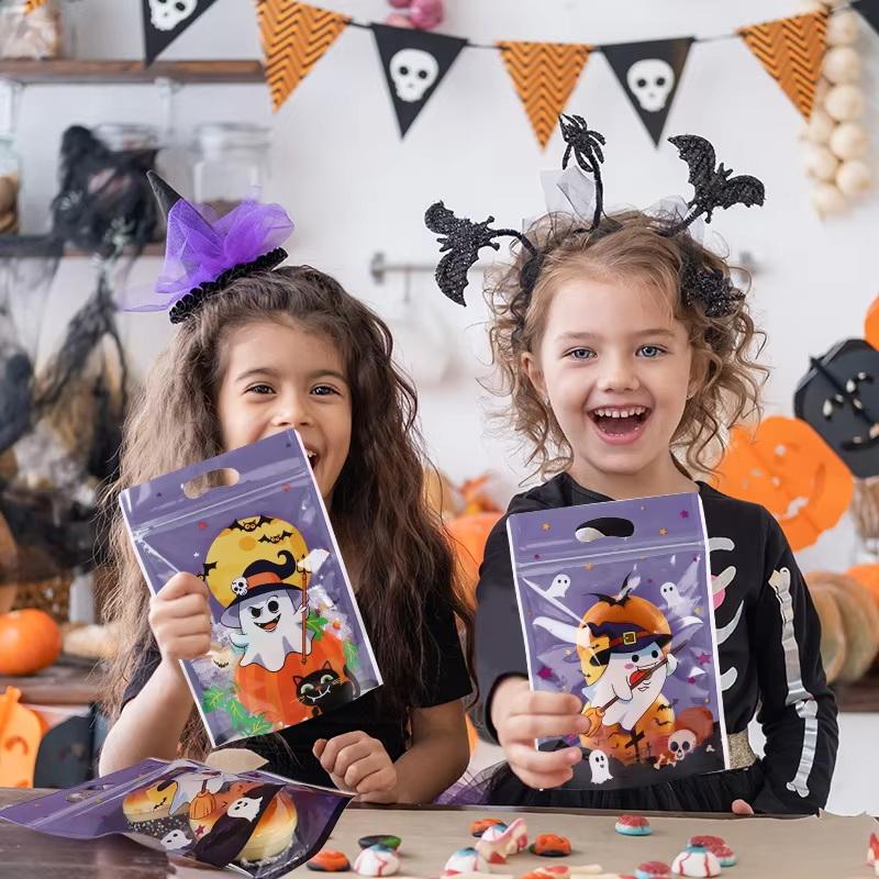 50Pcs Halloween Candy Bag Cartoon Pumpkin Ghost Gift Cookies Bags Halloween Party Decor Kids Trick Or Treat Favors