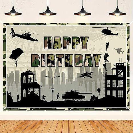 Camouflage Birthday Background Cloth Boy Military Camouflage Camping Military Training Party Decorative Banner Background