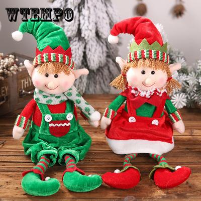 48cm Red Green Christmas Plush Leg Elf Doll Ornaments Boys and Girls Elves Toy Doll Kids Xmas Gift New Year Navidad Home Decor