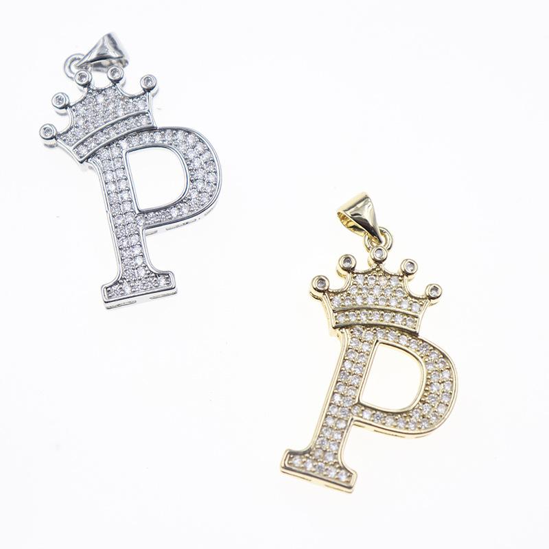 26 English Letters Women'S Letters Crown Pendant Necklace Zircon Pendant Jewelry