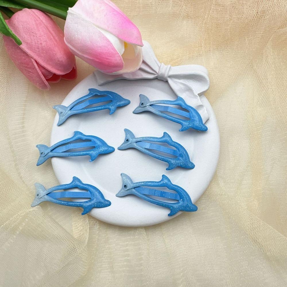 3/4pcs Cute Blue Dolphin Shaped Hair Clip for Petite Girls, Sweet Hair Accessories, Sweet and Fashionable Hair Accessories