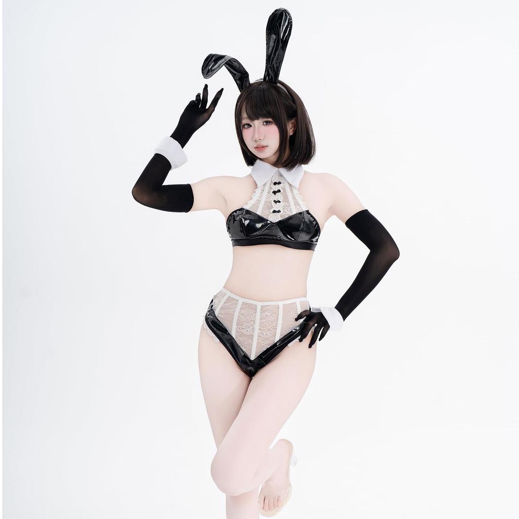 Bunny Girl Sexy Cosplay Rabbit Bunny PU Leather Moe Erotic Erotic Underwear Bodyco Cute Costume Disguise Photography Halloween One Size Headband Tops