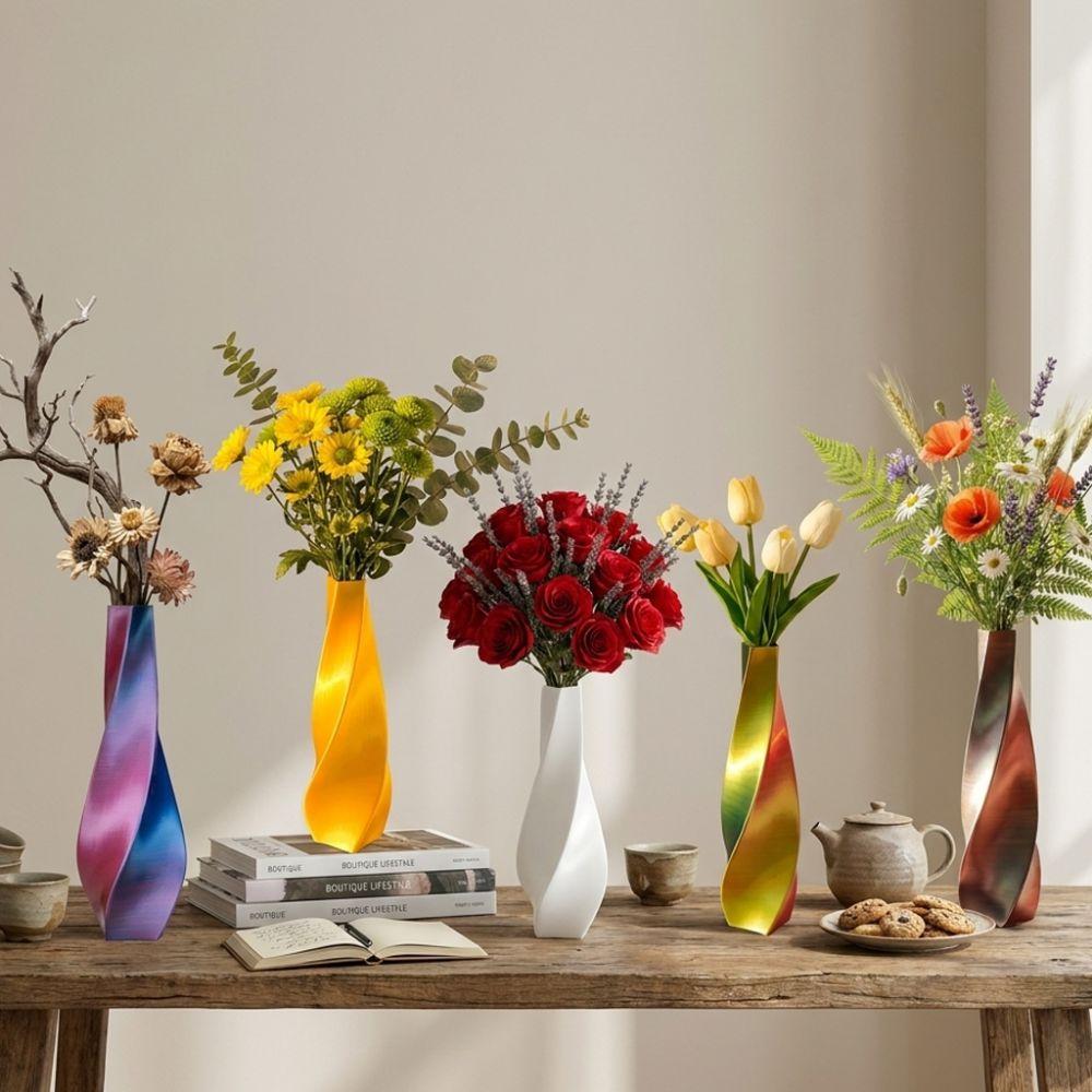 Flower Arrangement 3D Printed Flower Vases Twisted Design Plant Pot  Office Tabletop Ornaments