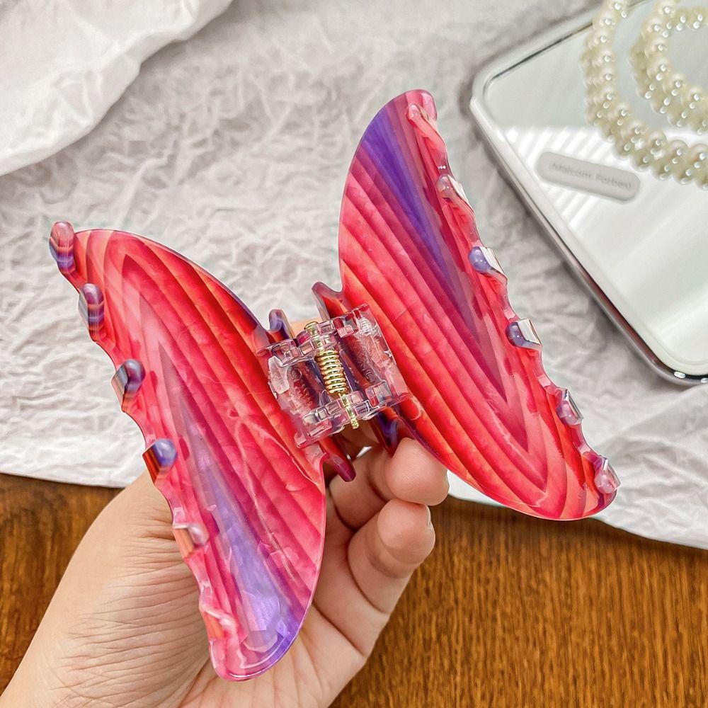 Acrylic Hair Claw Clip Colorful Acrylic Shark Clip Temperament Flower Hair Claw  Back Of Head