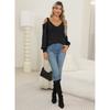 Women's Deep V Off Shoulder Loose Slouchy Knit Pullover Sweater, Fall Winter  Basic Top for Ladies