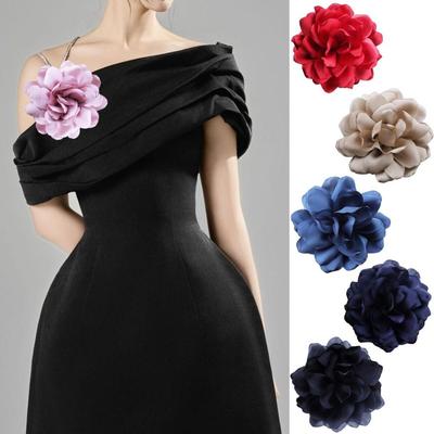 Französische Satin-Kamelien-Blumenbrosche, modisches All-Match-Kleid-Accessoire, neue Blumen-Corsage