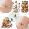 Originalcopper Brown Pufferfish Animal Lovely White Milk Tea Beads Fit Bracelet Women Accessory Jewelry Valentines Gift Set