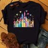Funny Summer Disney Villains Printed Women T Shirts Round Neck Y2k Clothes Cartoon Graphic T Shirts 90s Female Tops Tees