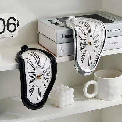 Surrealistische Schmelzende Uhr Stille Schmelzende Wanduhr Salvadorianischer Dali-Stil Dekorative Heimuhr Büro Regal Tisch Geschenk AVE