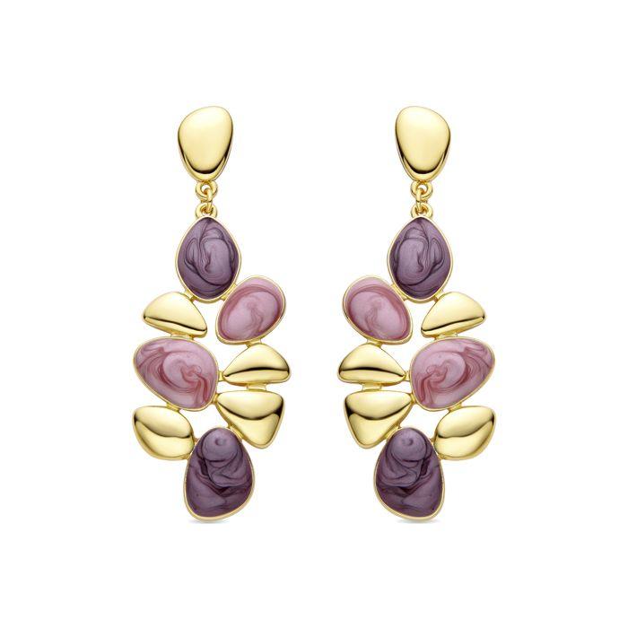 Boucles d'oreilles Luxenter en résine violette finies en or jaune 18K - Nortul violet