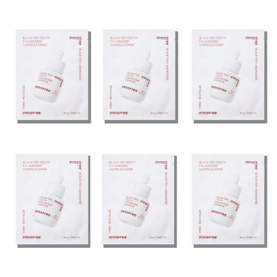 

Innisfree Black Tea Youth Enhancing Ampoule Sheet Mask Anti-Aging Hydration Care 25ml x 6pcs