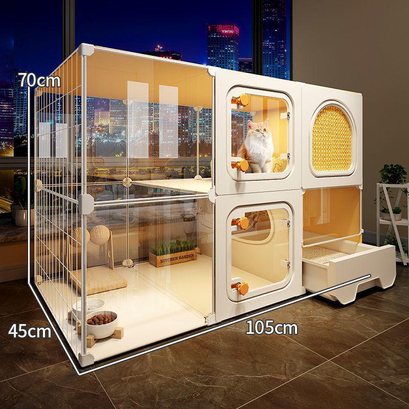 Extra-Large Indoor Cat Villa: One Room, Living Room, Bathroom - Spacious Cat Cage & Nest with Integrated Toilet