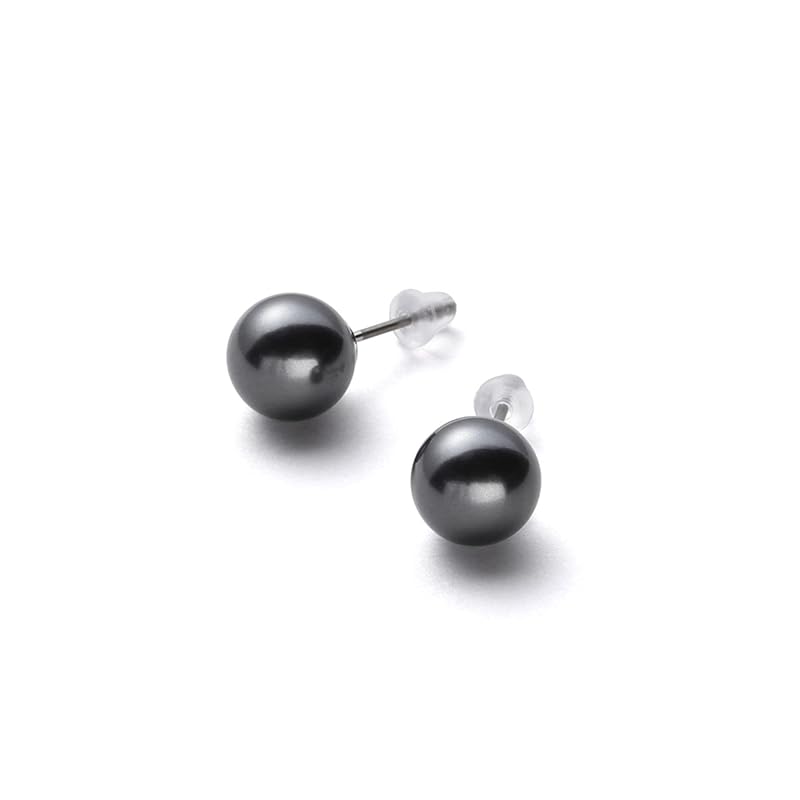 

[VOTRE COUTURE] pearl earrings Luxury domestic product grand premium pearl earrings ceremonial occasions gray titanium silver 6mm