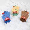 Warm Plush Five-finger Gloves Elastic Kids Gloves Cartoon Car Winter Knitted Gloves  Autumn Winter