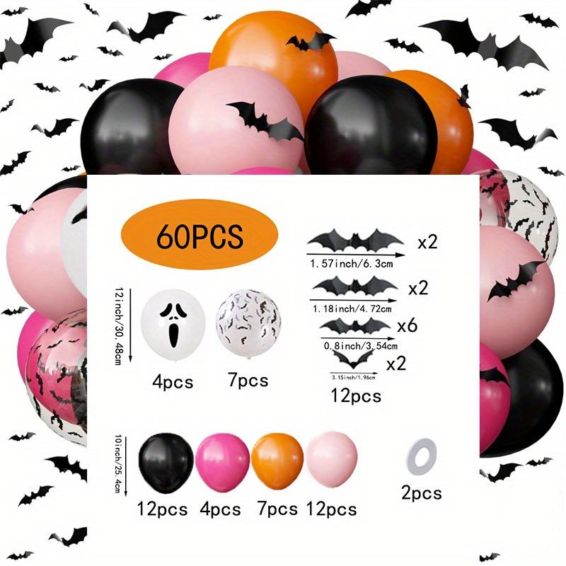 

60PCS Halloween Party Decorations Balloons Set Black Pink Rose Red Balloons Ghost Bat Print Balloon with Bats for Halloween Other