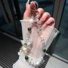 Lace Butterfly Phone Chain Artificial Glass Pearl Bead Diamond Pendant Phone Case Hanging Rope Short Key Strap Charm Lanyard