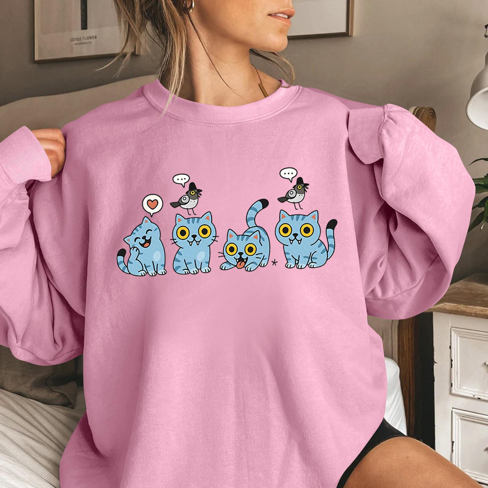 

Женская мода повседневная толстовка с длинным рукавом и круглым вырезом с принтом M розовый