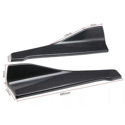 35/48cm Universal Kohlefaser Glänzend Schwarz Schutzleisten Passen Auto Spoiler Seitenschweller Hecklippe Schwellerflügel