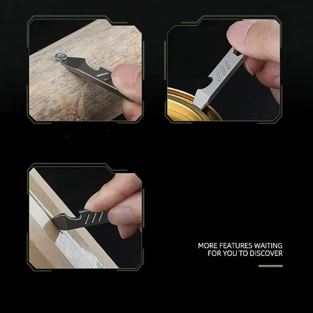 TC4 Titanium Crowbars Alloy Multi Functional Mini Edc Keychain for Outdoor Survival Portable Bottle Opener Pry Batch Head Hole