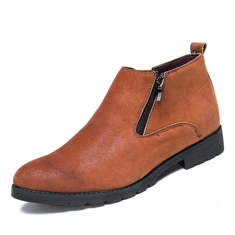 

Autumn 2025 new personalized men s shoes fashion versatile high-top casual leather shoes platform horse leather shoes 38 жёлтый