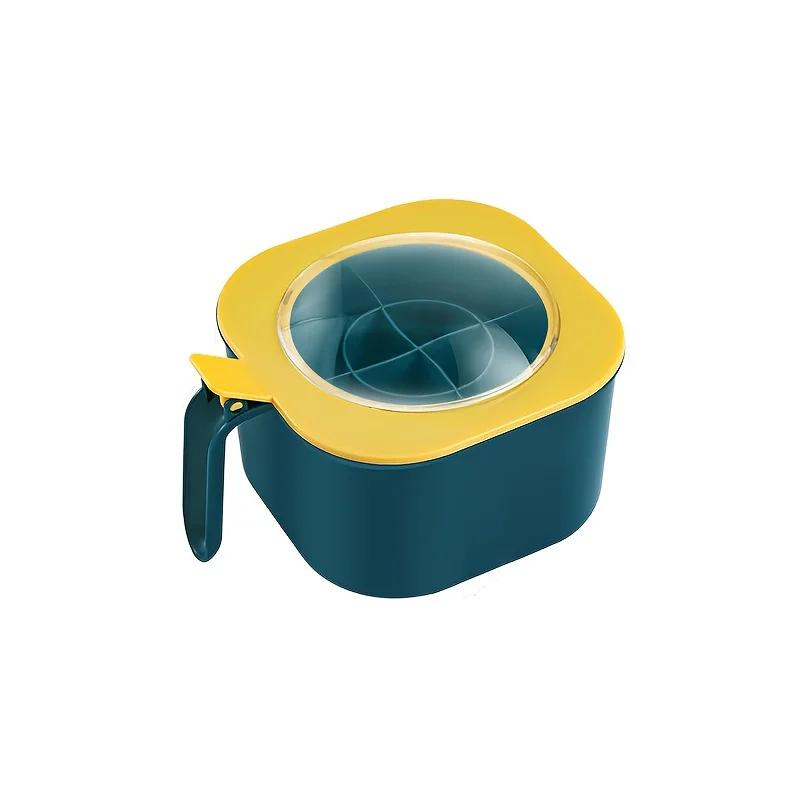 Een 4-in-1 Kruidenbox met Grote Capaciteit, met Deksel en Lepels. Wordt geleverd met Vier Lepels voor in de Keuken Thuis, voor Zoutcontainers.