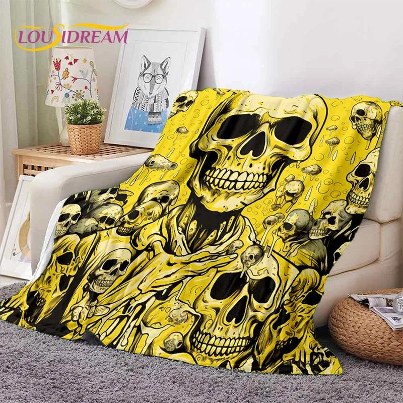 3D Horror Gothic Skull Skeleton Soft Flannel Blankets,Throw Blanket Comfortable Blanket for Picnic Beds Sofa Home Bedroom Gifts