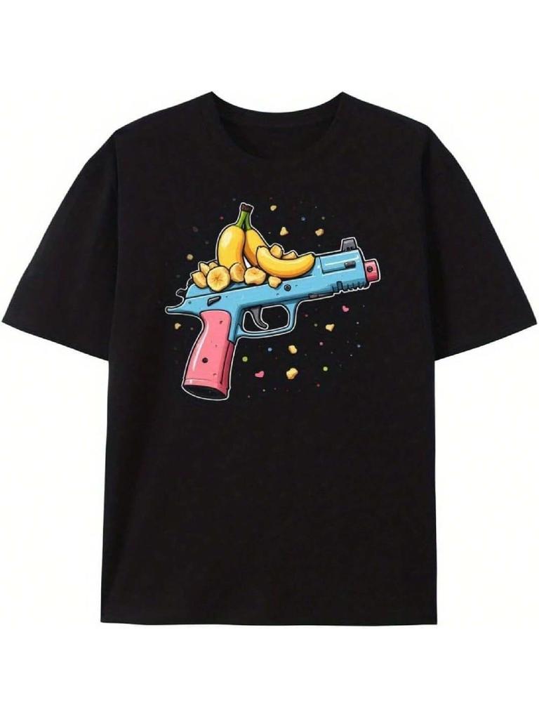 1pc Banana Gun Pop Art Graphic Tee, T-Shirt, Original Unisex Shirt Graphic Tee Tshirts