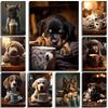 Adorkable And Interesting Pet Dog Lazy Sleepy Coffee Art Photography Poster Canvas Printing Coffee Shop Wall Decoration Painting