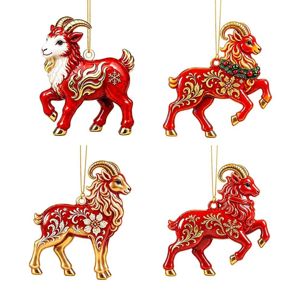 Shining Goat Pendant Acrylic Christmas Tree Ornament Gifts Animal Hanging Decoration  Bag Charms
