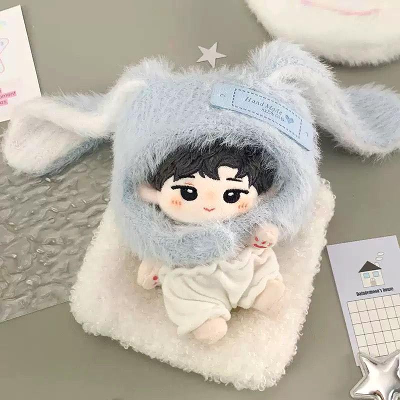 Set kigurumi čepice a kalhot s králičími uši pro plyšové hračky (10 cm) Modrá [Použitá]