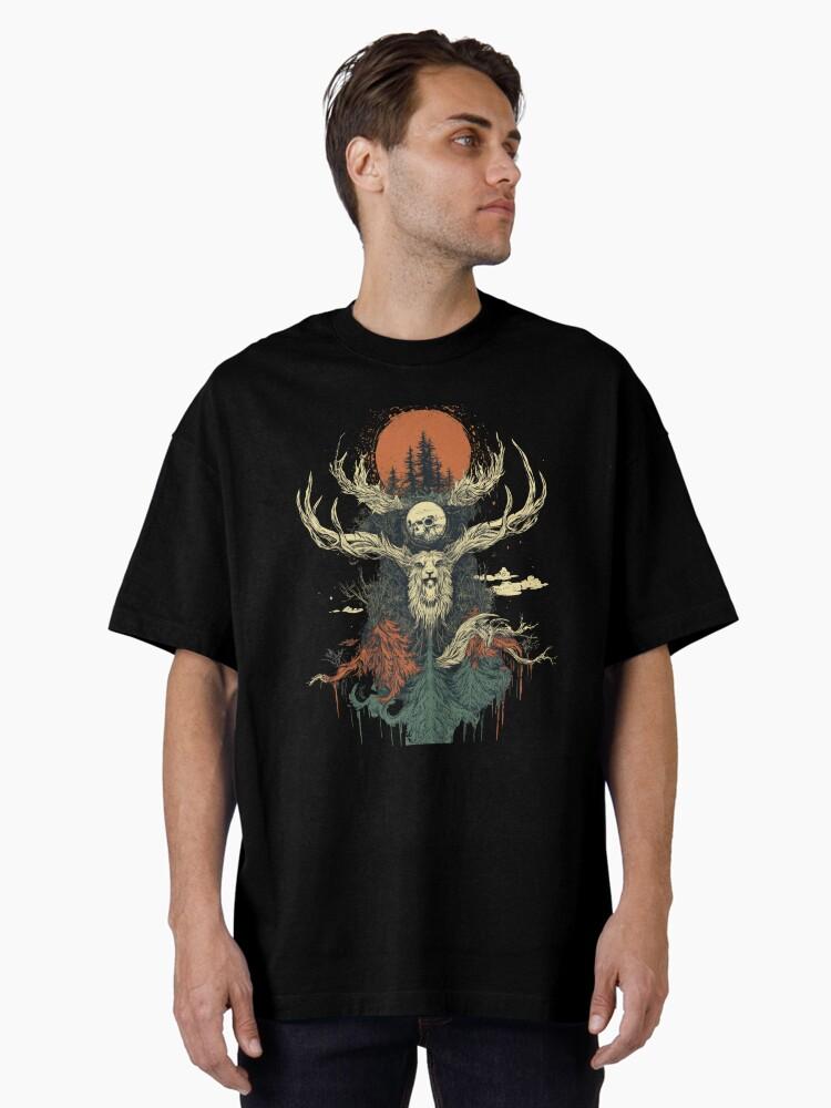 Sons of the Forest Perun and the Sacred Deer: A Mystical Slavic Tribute Oversized Unisex T-Shirt