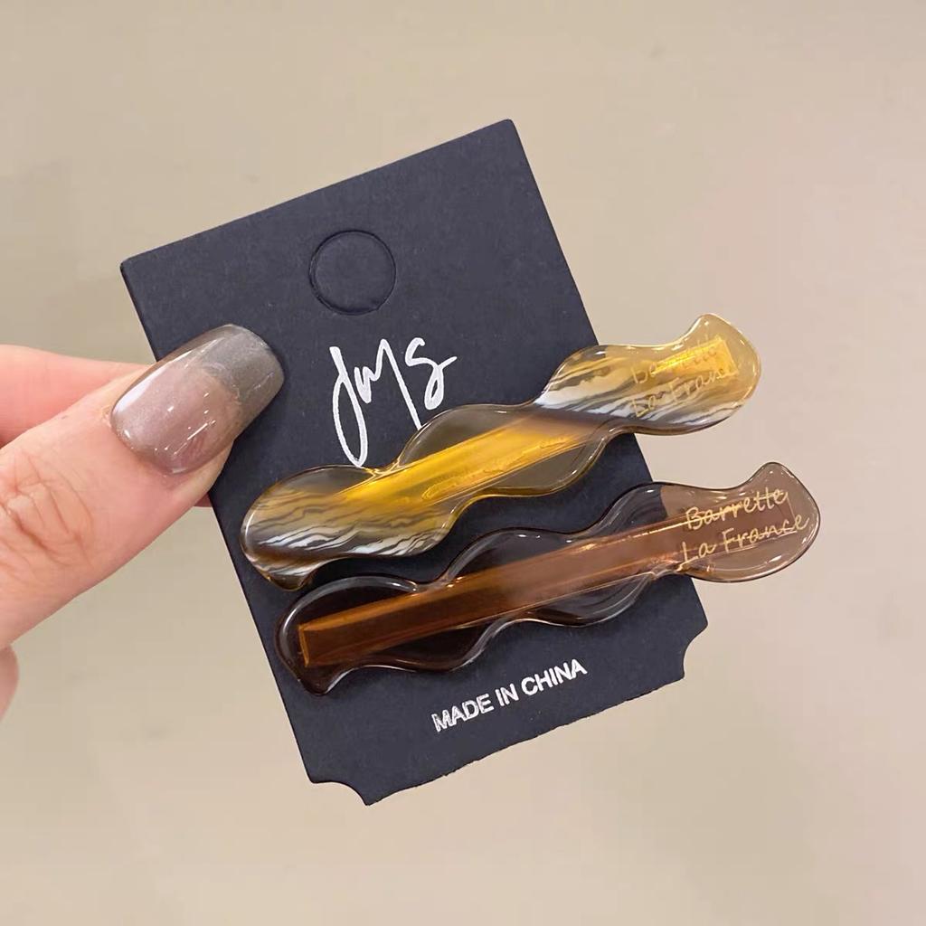 2pcs/set Acetate Hair Clips Wave Geometric Hairpin Colorful Printings Barrettes Elegant Sweet Cute Women Hair Accessories