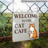 2D Flat - 1pc, Vintage Metal Sign, Outdoor Plaque & Wall Decor, Welcome To The Cat Cafe Sign, Kitchen Wall Art, Pet Room Decoration, Rustic Cozy
