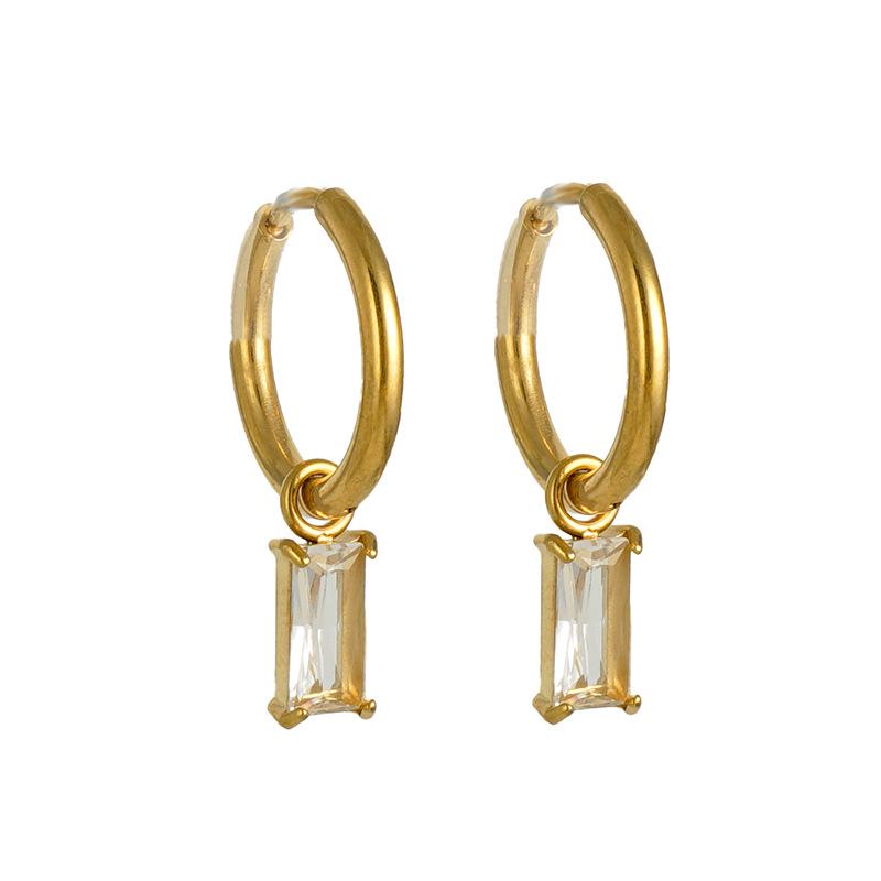 2023 Trendy 18K Titanium Steel Zircon Colorful Ear Hoops - European & American Design Women's Earrings