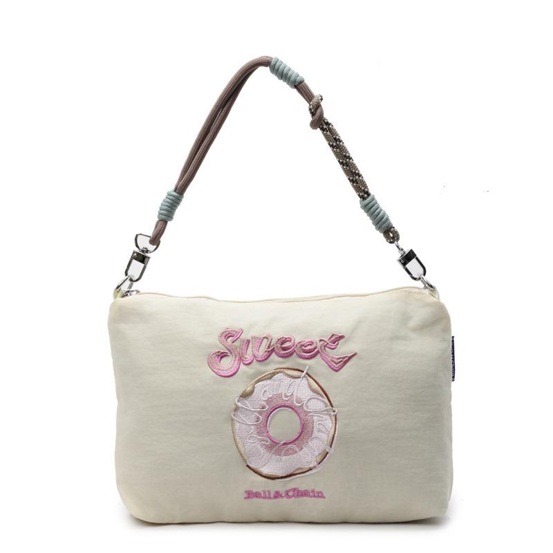 Heavy Industry Embroidery Donut Portable Nylon Bag Women's Casual Going Out Crossbody Bag Versatile Shoulder Bag