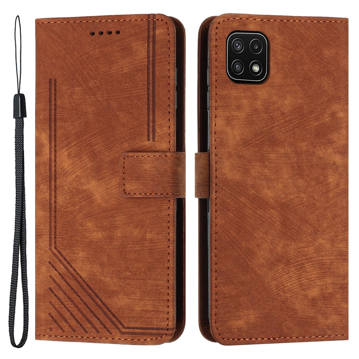 

Для Samsung Galaxy A22 5G (Версия ЕС) Кошелек Чехол для телефона Кожа с тактильным тиснением PU кожаный чехол Brown