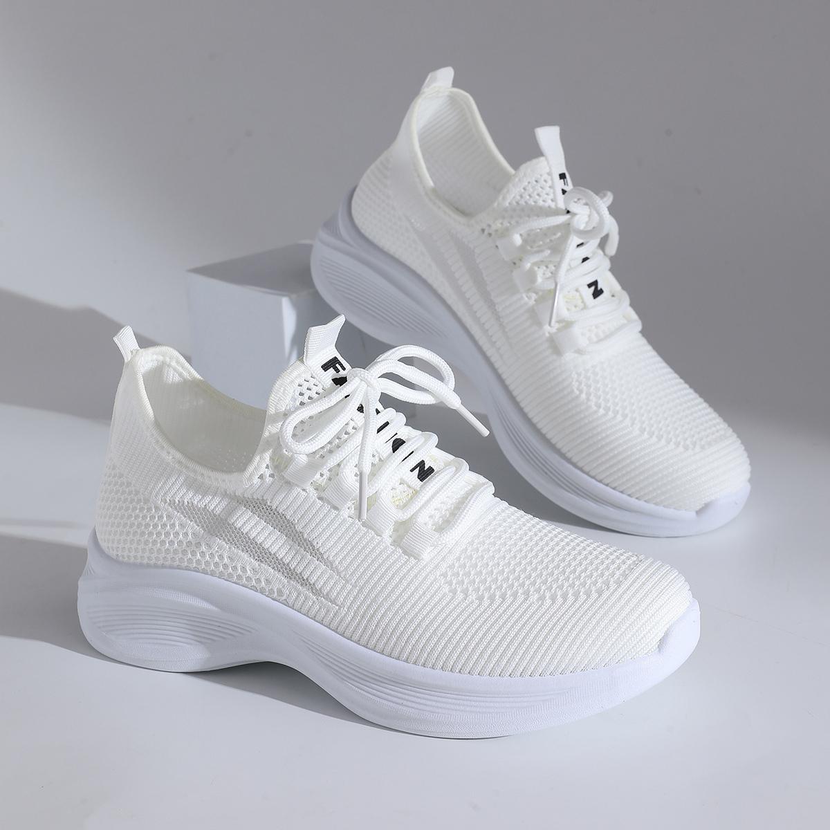

Дышащие сетчатые кроссовки на шнуровке для женщин, осенняя мода, легкие спортивные туфли, комфортная мягкая подошва, нескользящие беговые кроссовки 36