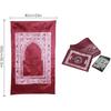 1 Piece Muslim Prayer Rug, Polyester, Portable Travel Prayer Mat with Compass, Red, 60CMx100CM