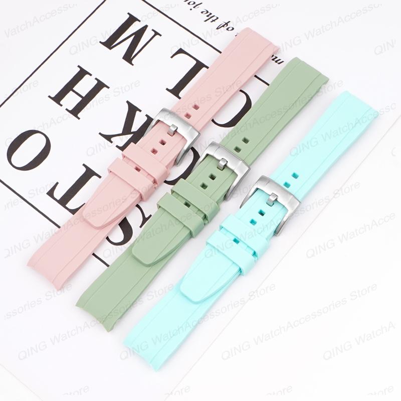 20mm 22mm Curved End Arc Rubber Watch Bands for Rolex Silicone Straps for Swatch Universal Sport Waterproof Bracelet for Citizen 3