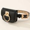 Vintage Belt Bag Gothic Fanny Packs For Women Punk Square Heart Metal Buckle Belts PU Leather Travel Waist Purse Female