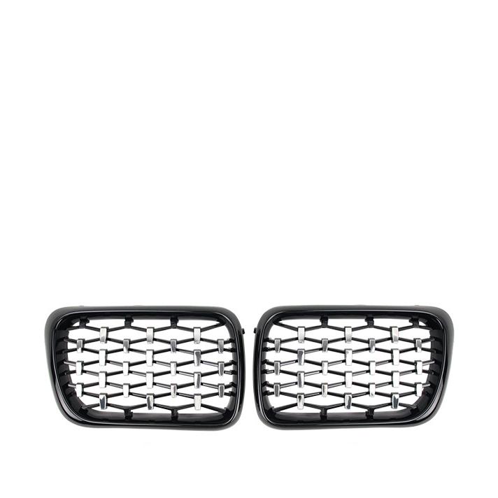 Stříbrné diamanty styl horní závodní mřížky pro pro BMW E36 řady 3 1996-1999 diamantová ledvinková mřížka náhradní přední nárazník