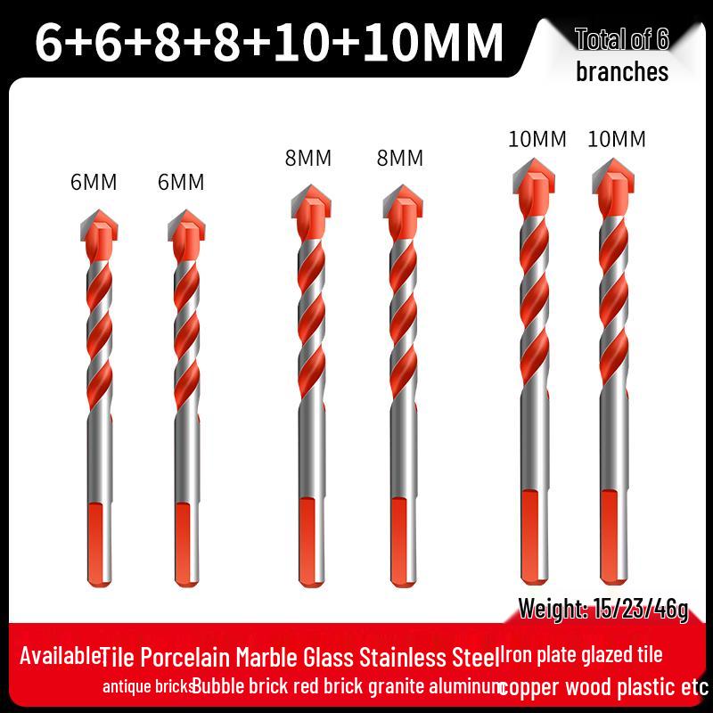All-in-One 6mm Alloy Triangle Drill Bit for Tile, Concrete, Glass, and Cement