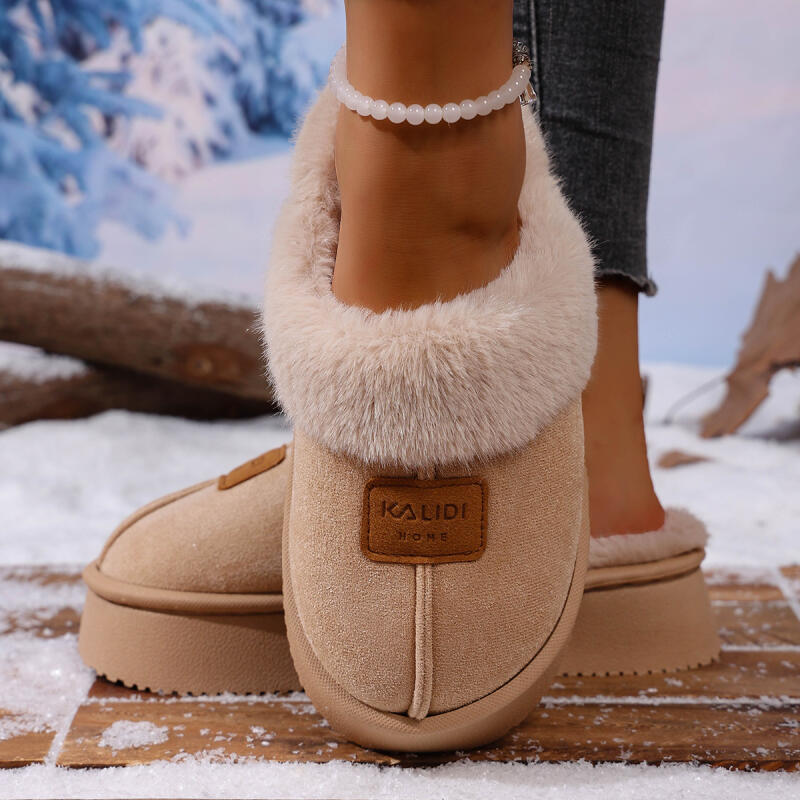 Fashion Comfort Furry Indoor Slippers Women 2025 Winter Soft Thick Bottom Fluffy Fur Mules Slippers Cotton Home Suede Slides for Woman