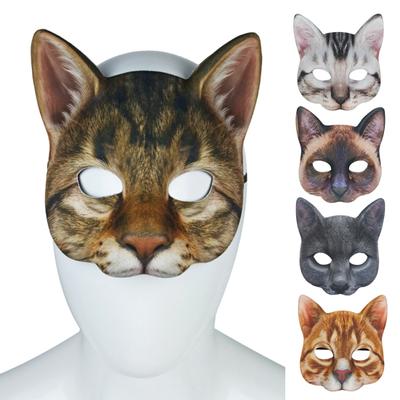 Lebensechte Katze Halbe Gesichtsmaske Maskerade Halloween Cosplay Party Karneval Requisite
