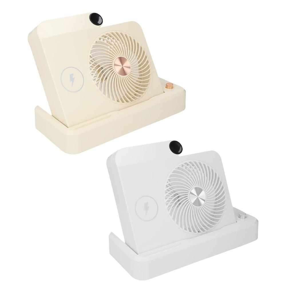 Desk Fan with Wireless Charging Station 100 Gears Adjustable Folding Quiet Small Portable Fan for Mo