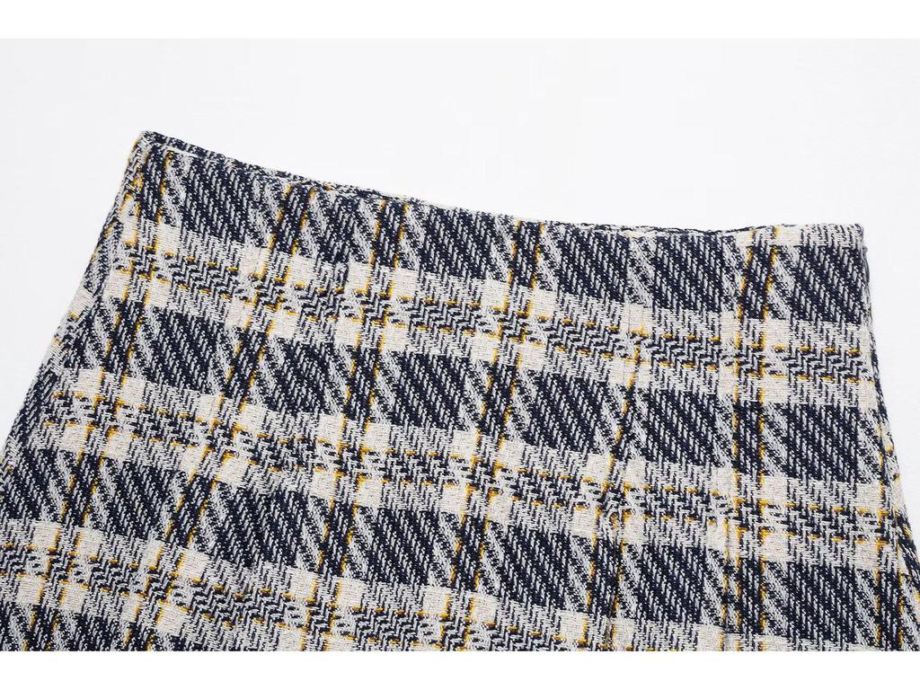 Women's Plaid Slim-Fit Top and Skirt Set - 2025 Spring/Summer Collection