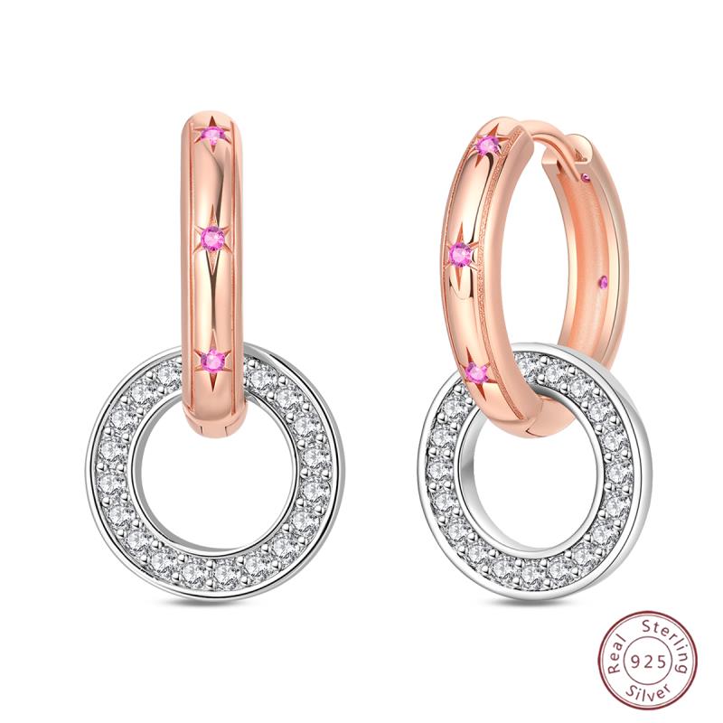 925 Ayar Burgu Halka Küpeler Minimalist Altın Yuvarlak Moda Zirkon Tokalı Düğün Takısı Kadınlar İçin Hediye