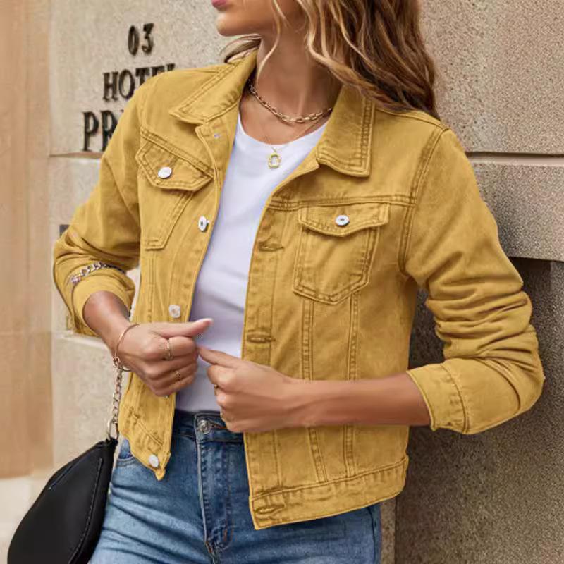 Giacca di jeans europea e americana slim con revers